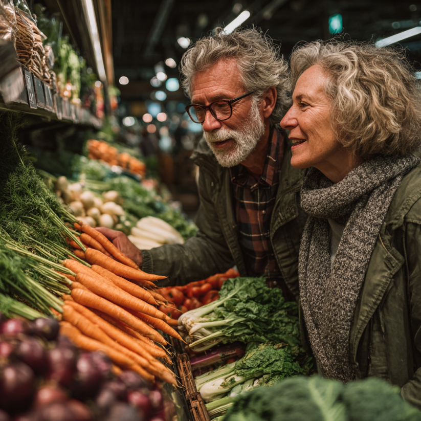 Літня жінка з овочами